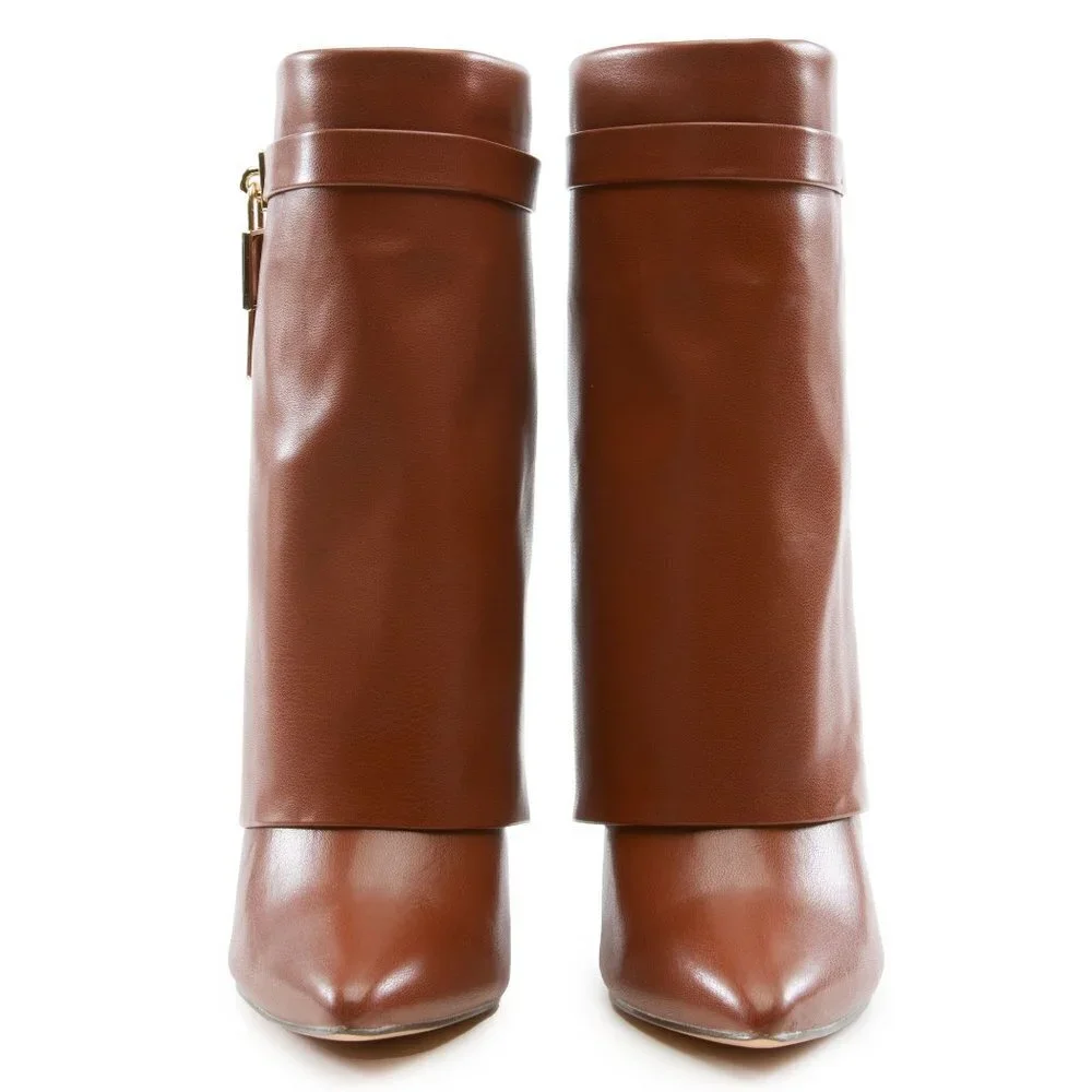 LILIANA SHOES SKIRTING  OVER  THE IDEA HEEL BOOT – Brown ( BRAND  NEW !!! )